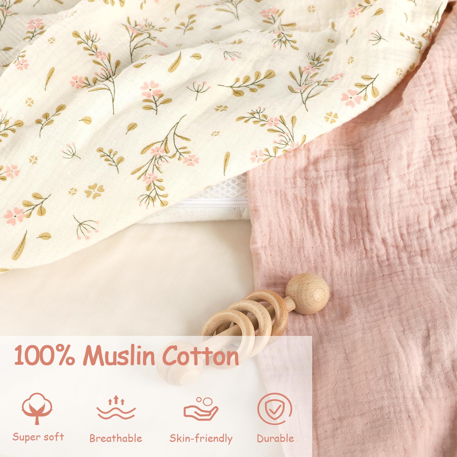 Hooyax muslin sheets fitted on mattress to ensure snug bedside sleeper fit.