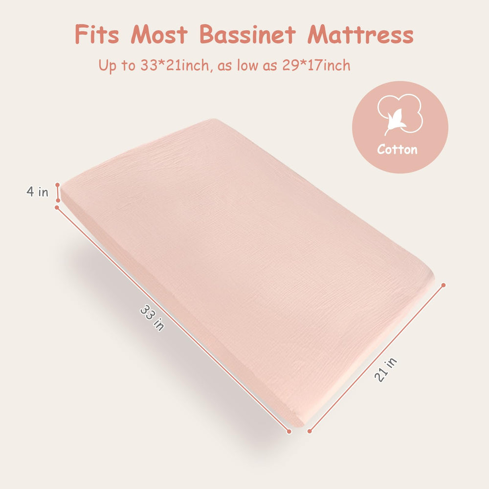 Hooyax bassinet sheets in use on bedside sleeper for breathable baby comfort.