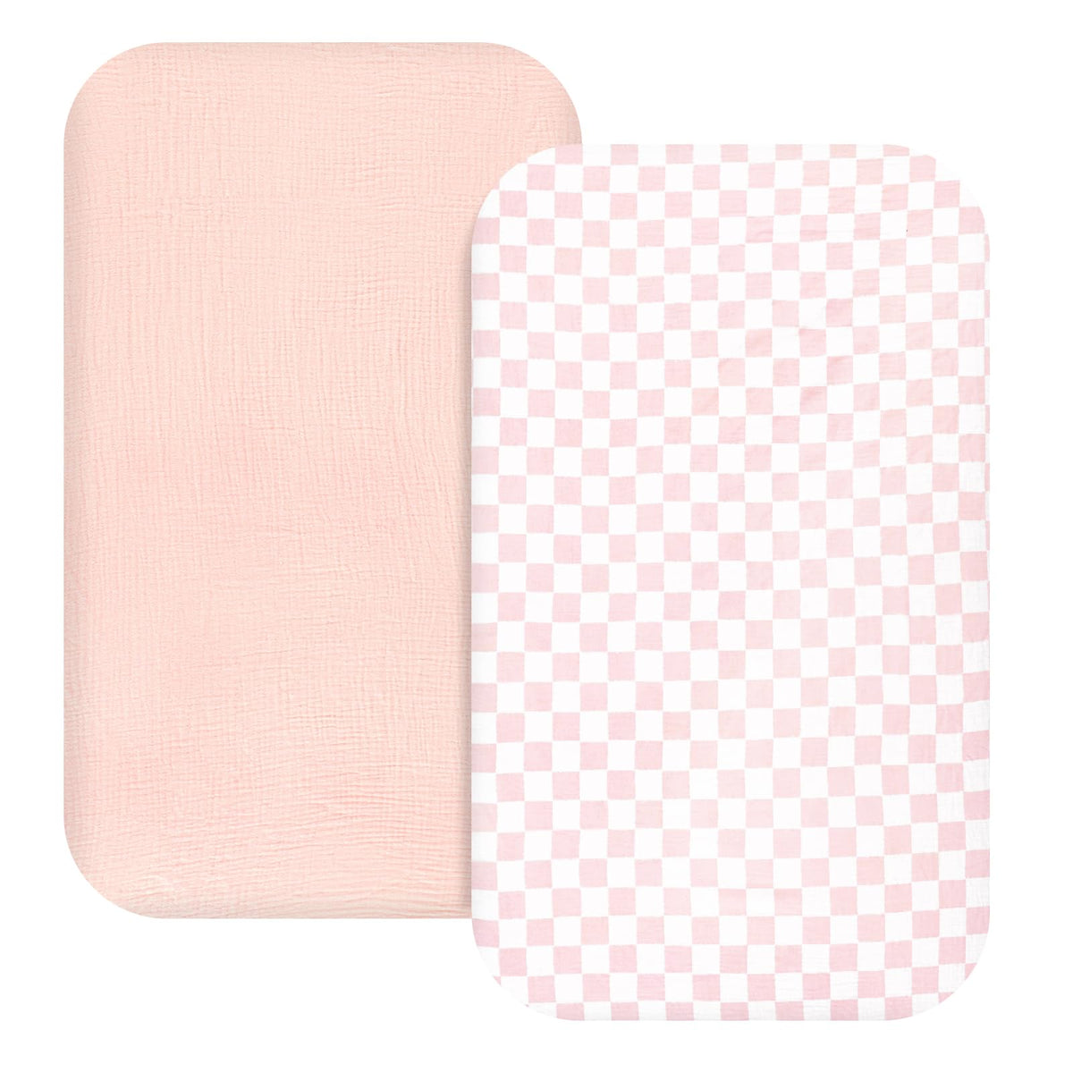 Hooyax muslin bassinet sheet in pink checkered offers breathable comfort for newborns