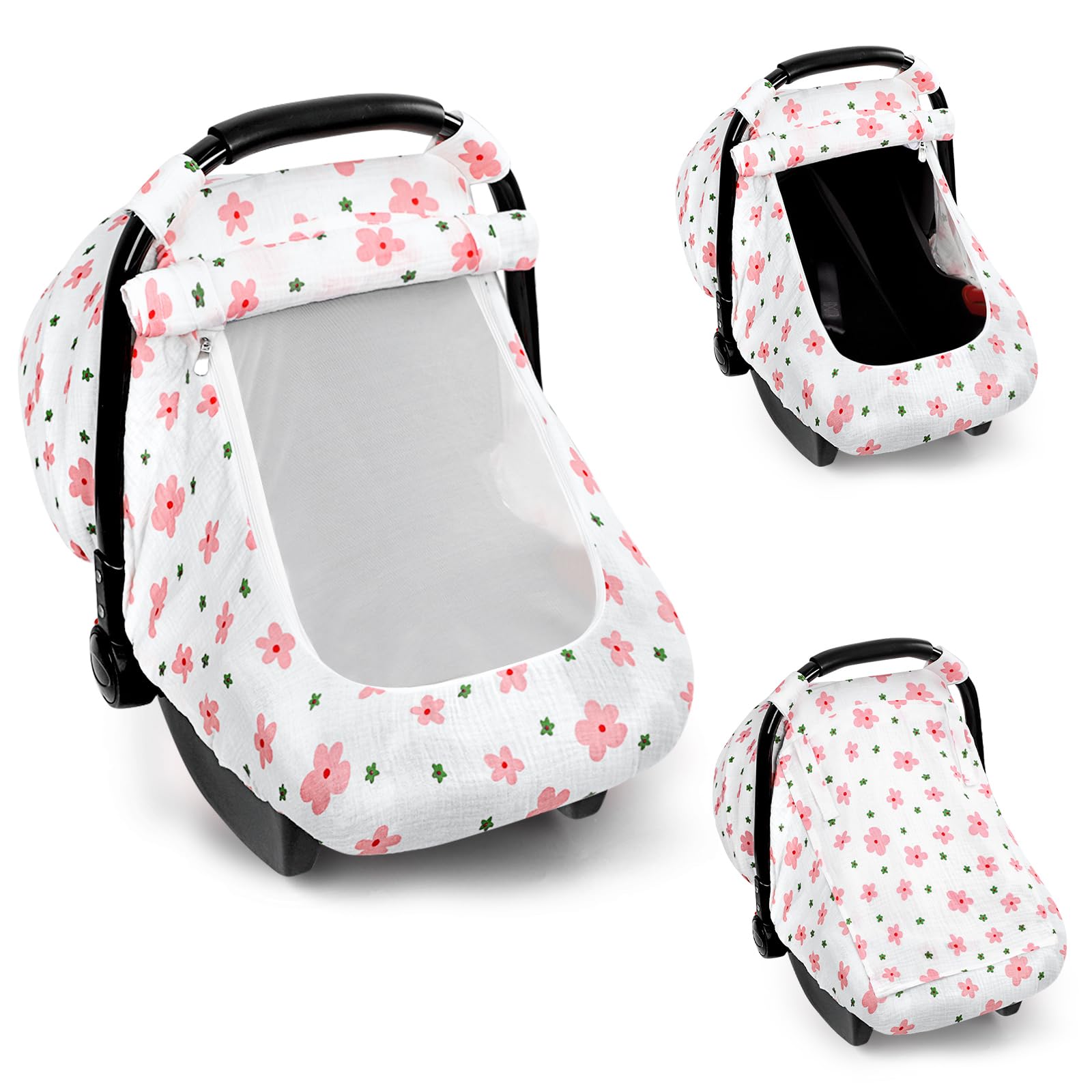 Hooyax muslin car seat cover with 360-degree coverage for total privacy and airflow