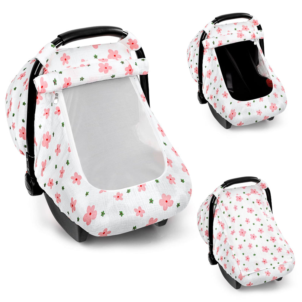 Hooyax muslin car seat cover with 360-degree coverage for total privacy and airflow