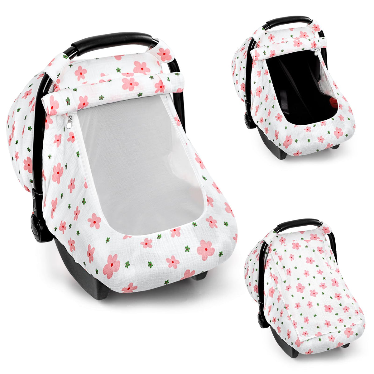 Hooyax muslin car seat cover with 360-degree coverage for total privacy and airflow