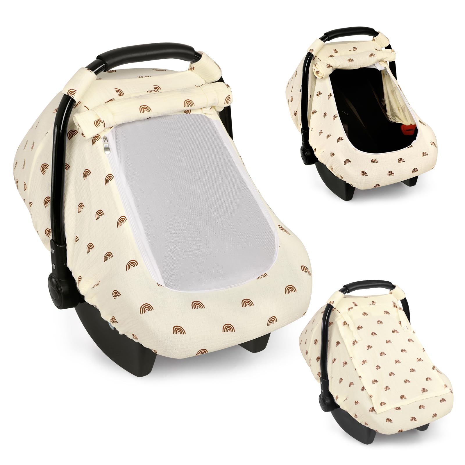 Hooyax Muslin Car Seat Cover shows breathable fabric for baby comfort