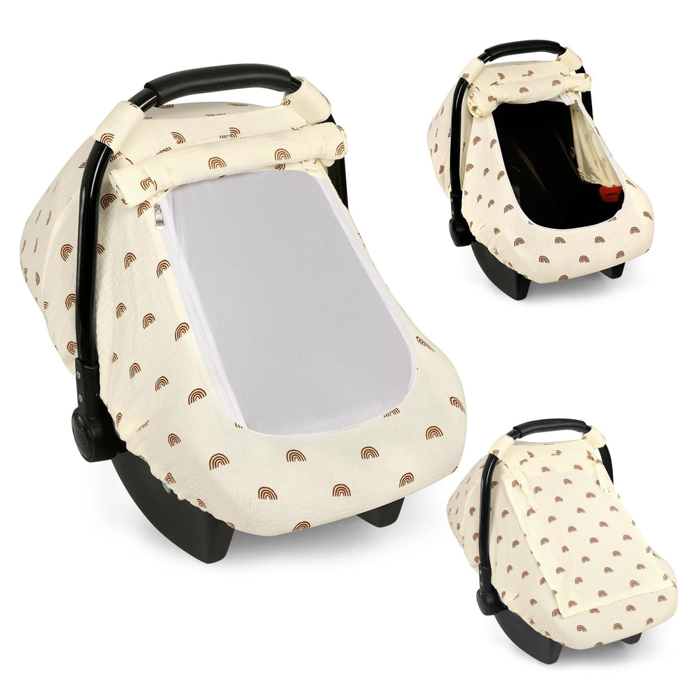 Hooyax Muslin Car Seat Cover shows breathable fabric for baby comfort
