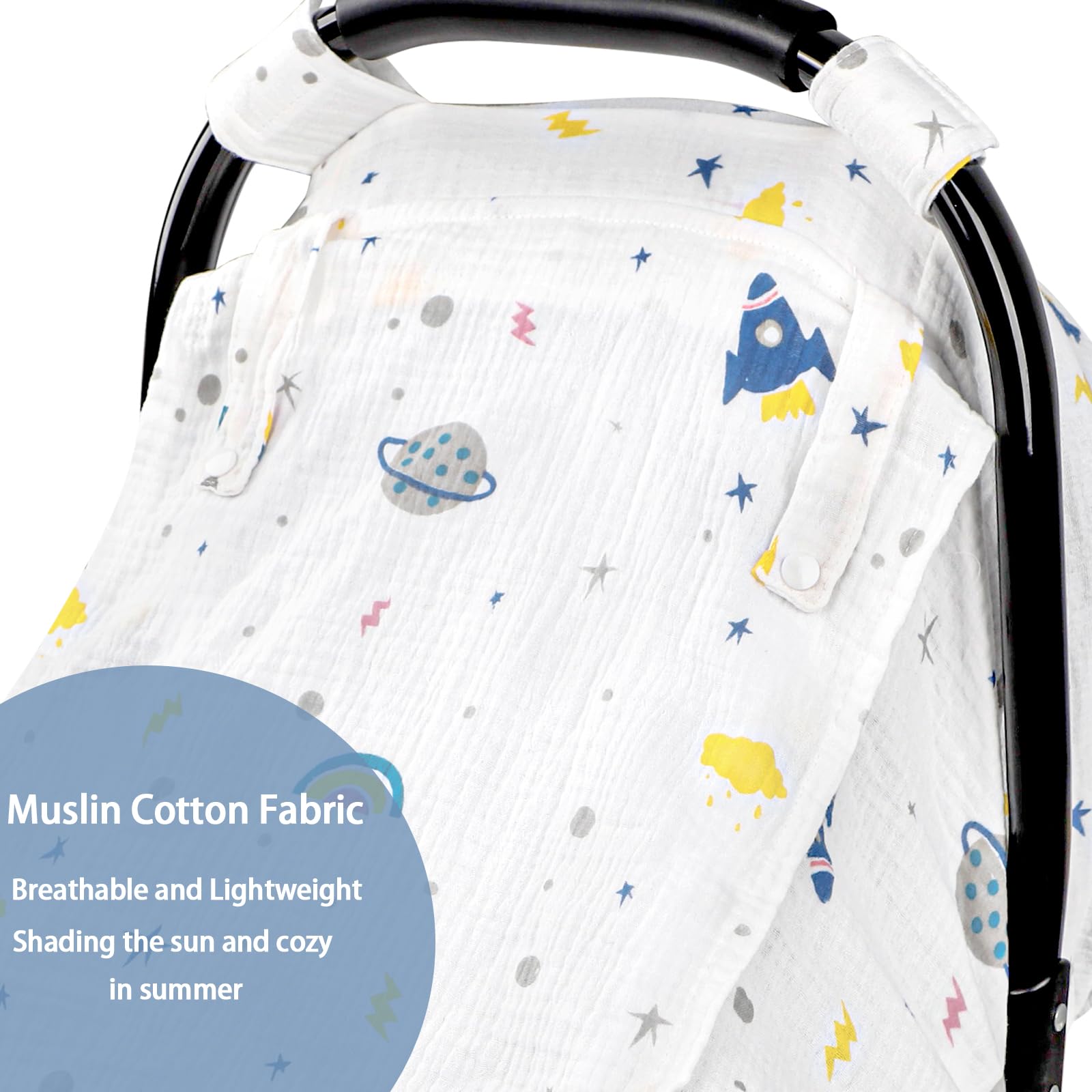 Hooyax full-coverage muslin canopy provides privacy for baby naps