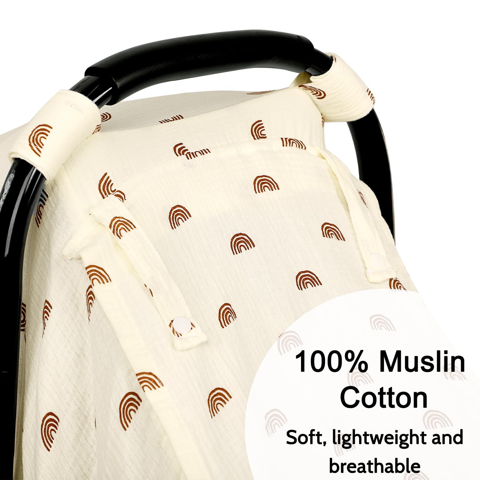 Hooyax Muslin Car Seat Cover mesh-window mode lets you peek at baby