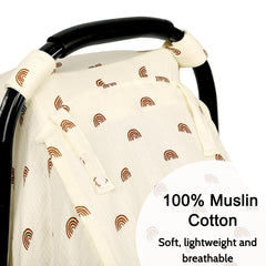 Hooyax Muslin Car Seat Cover mesh-window mode lets you peek at baby