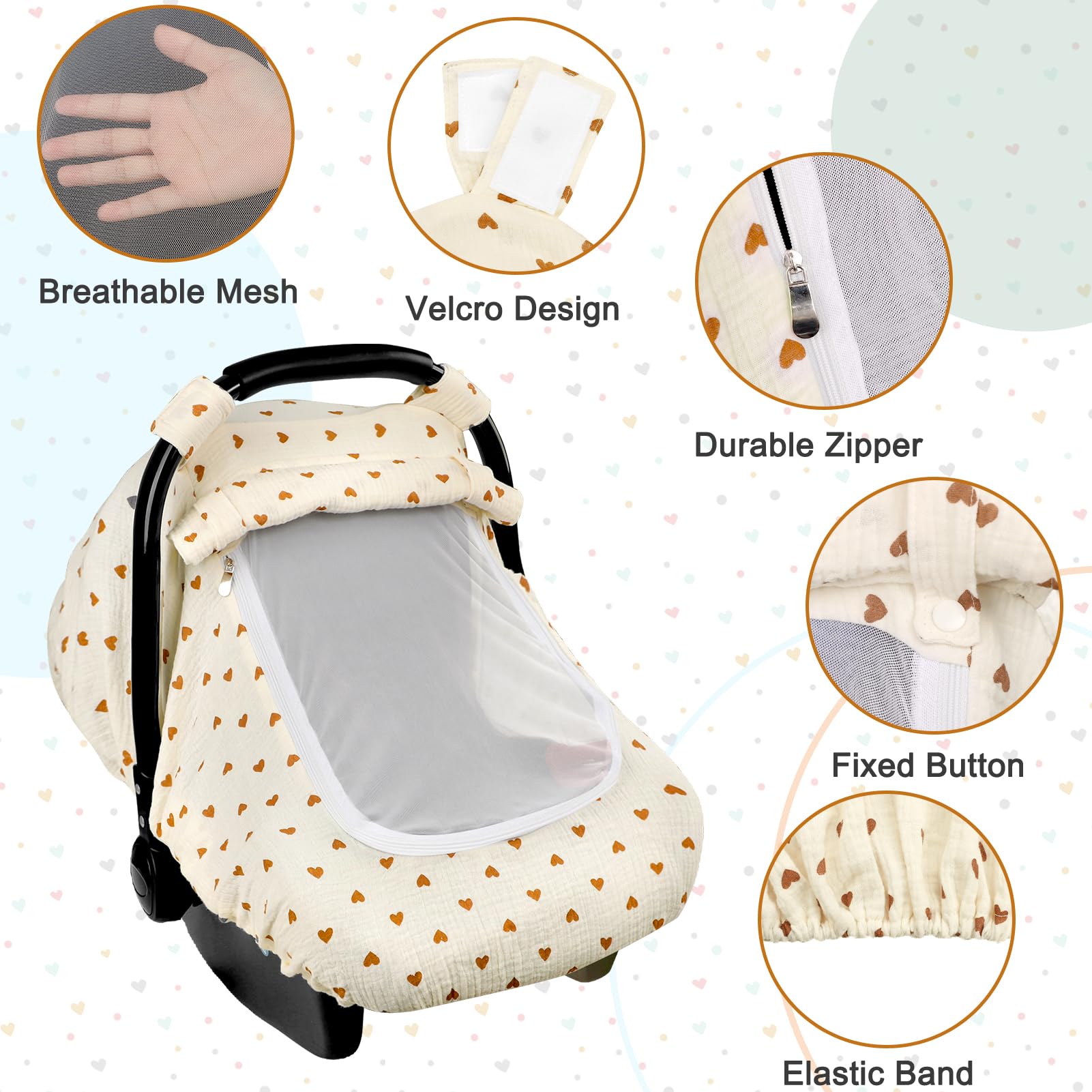 Hooyax muslin car seat cover mosquito mesh keeps insects out while ventilated