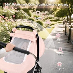 Hooyax car seat canopy open-air mode for maximum breathability.