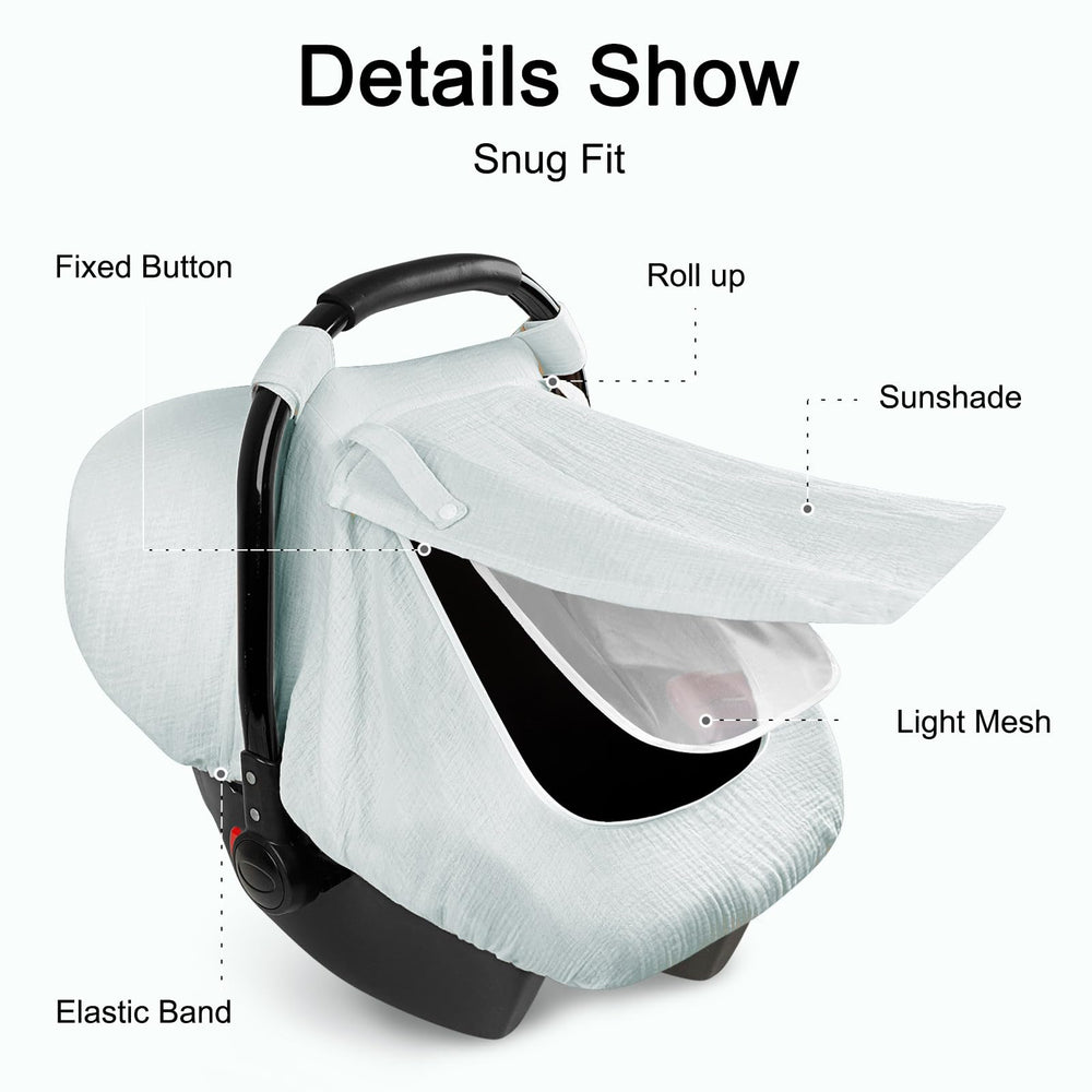 Hooyax canopy secured with bottom strap for stable fit on seats