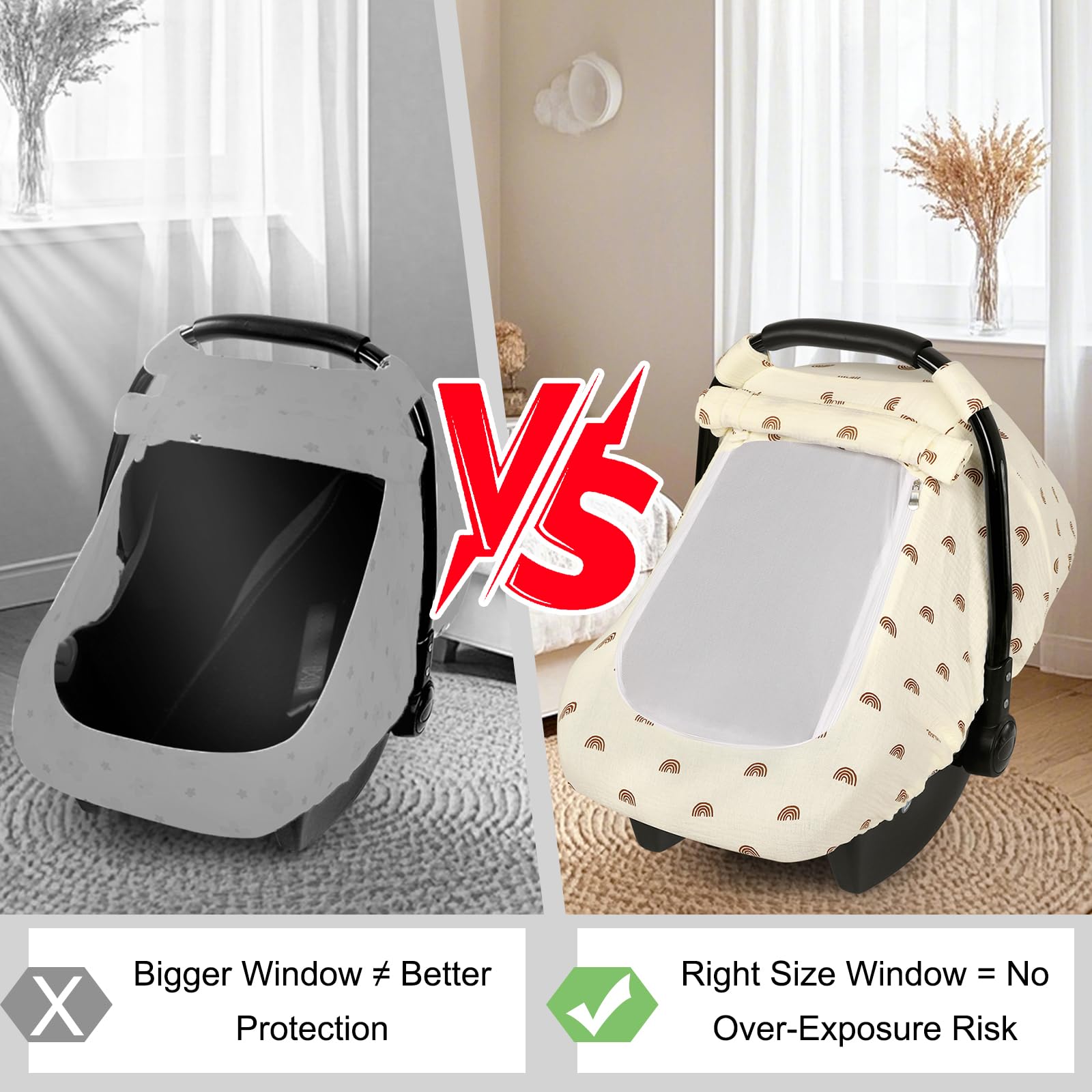 Hooyax Muslin Car Seat Cover universal fit for most infant seats