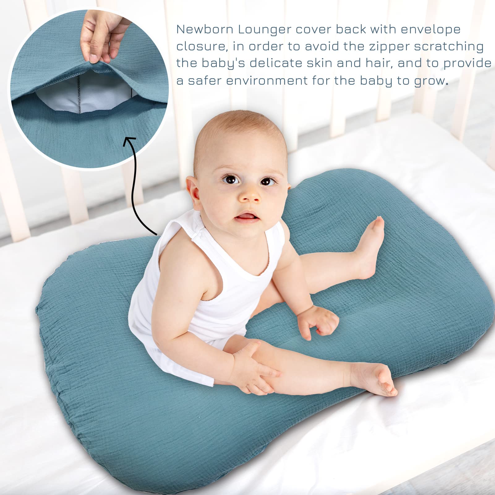 Hooyax blue muslin cover unisex color for both baby boys and girls.