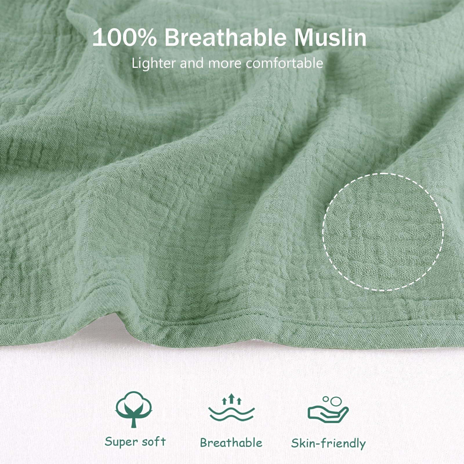 Close-up of Hooyax muslin fabric showing soft weave and breathability.