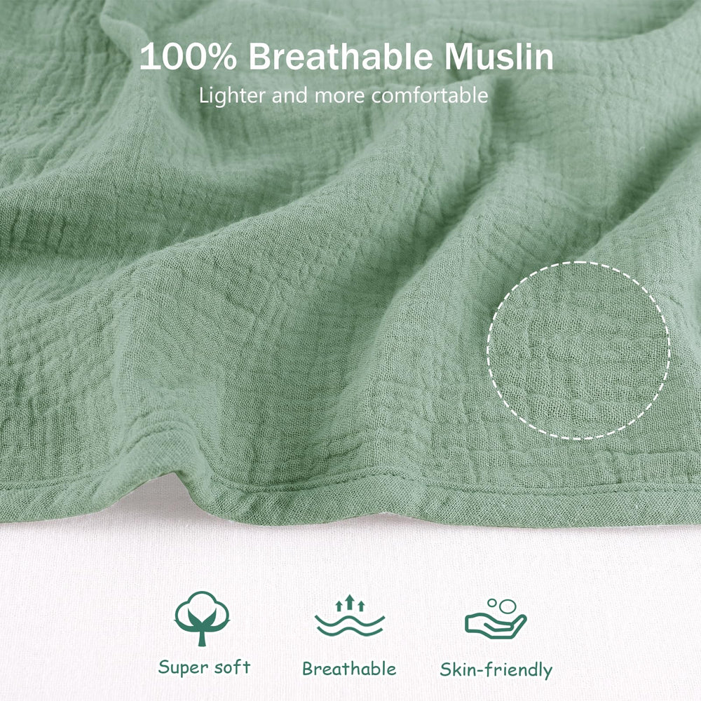 Close-up of Hooyax muslin fabric showing soft weave and breathability.