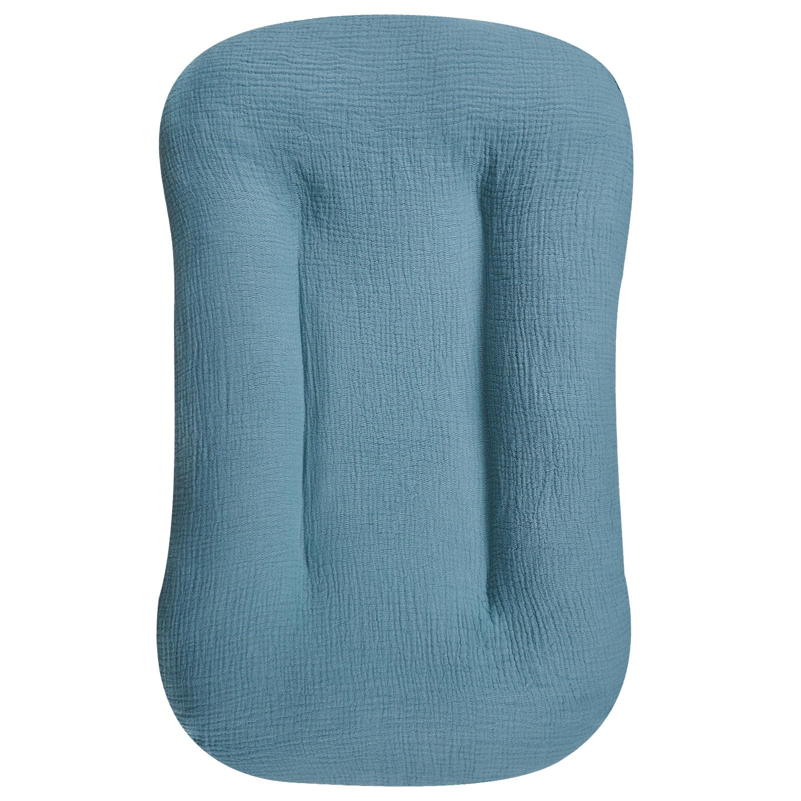 Hooyax Muslin Lounger Cover blue fabric provides breathable baby comfort
