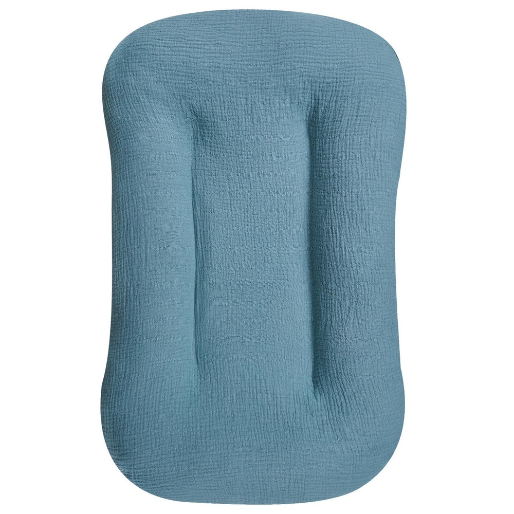 Hooyax Muslin Lounger Cover blue fabric provides breathable baby comfort