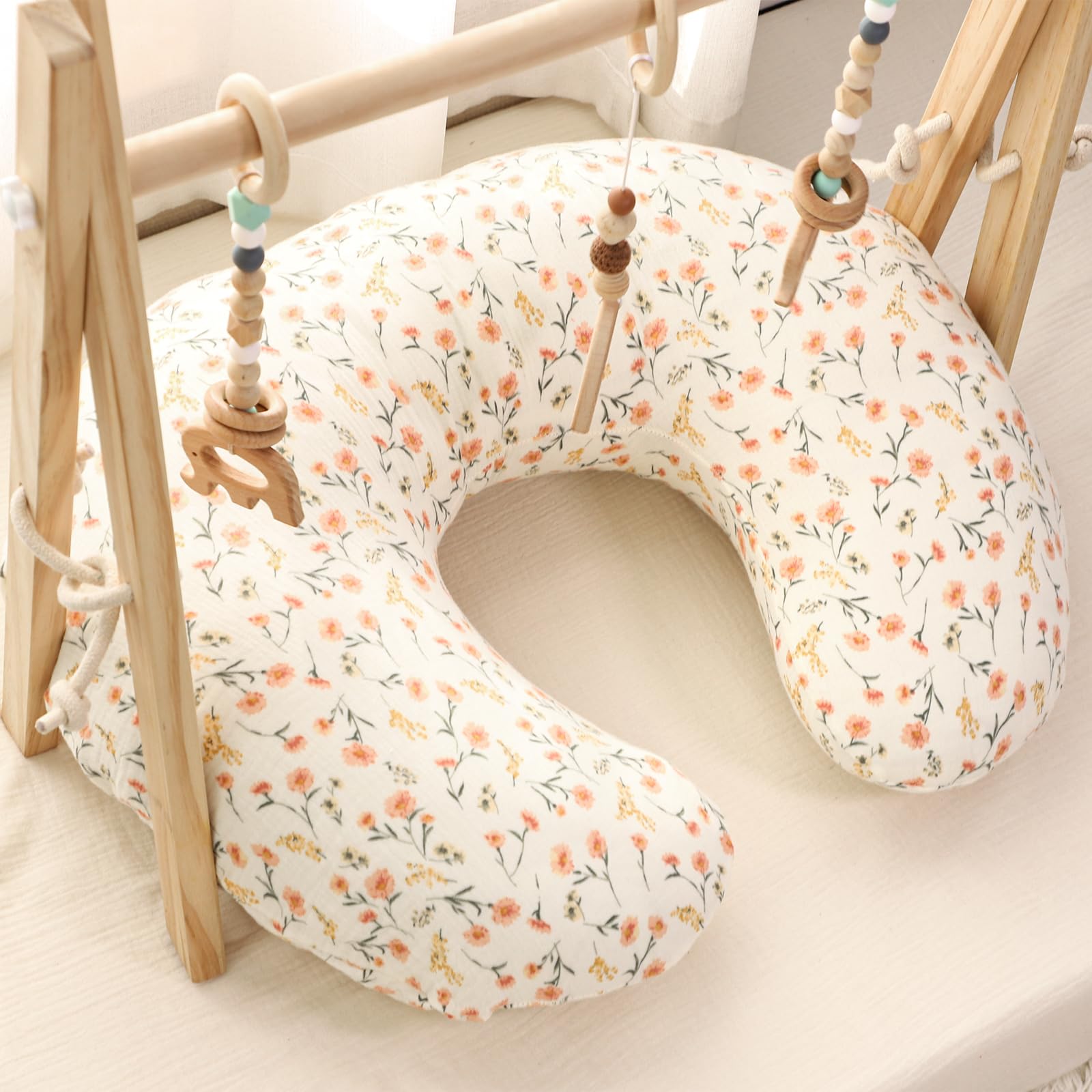 Hooyax muslin nursing pillow cover durable stitching resists fraying through daily use