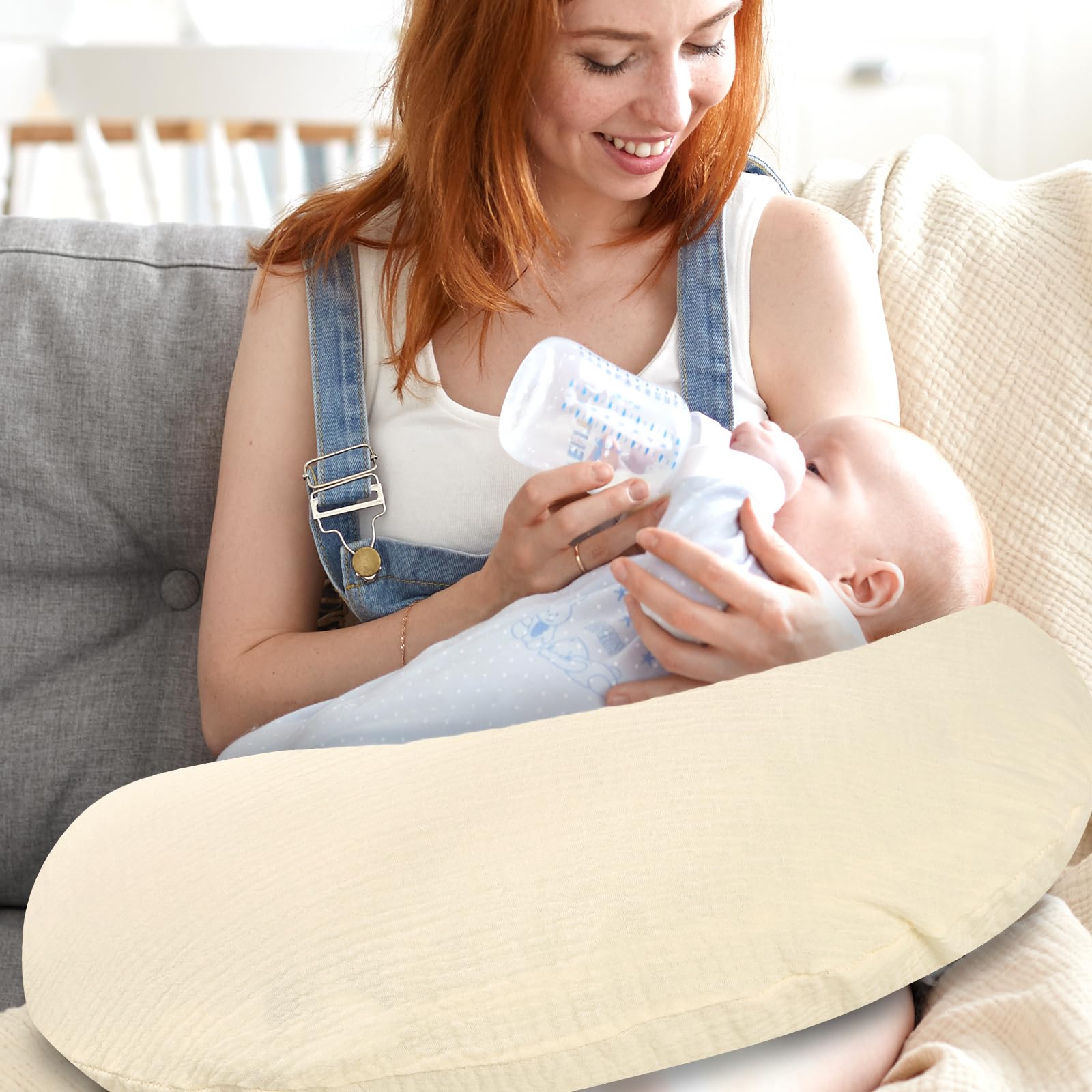 Hooyax muslin nursing pillow cover machine washable and remains soft after washing