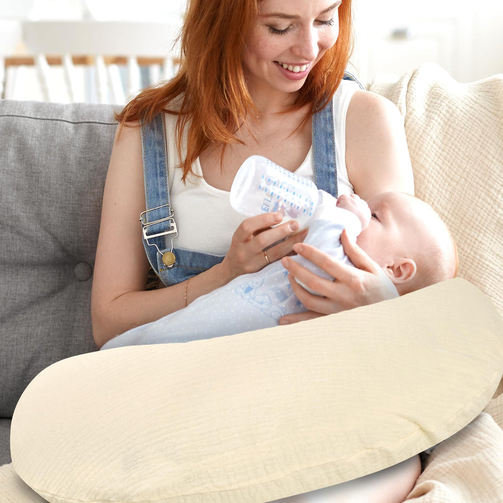 Hooyax muslin nursing pillow cover machine washable and remains soft after washing