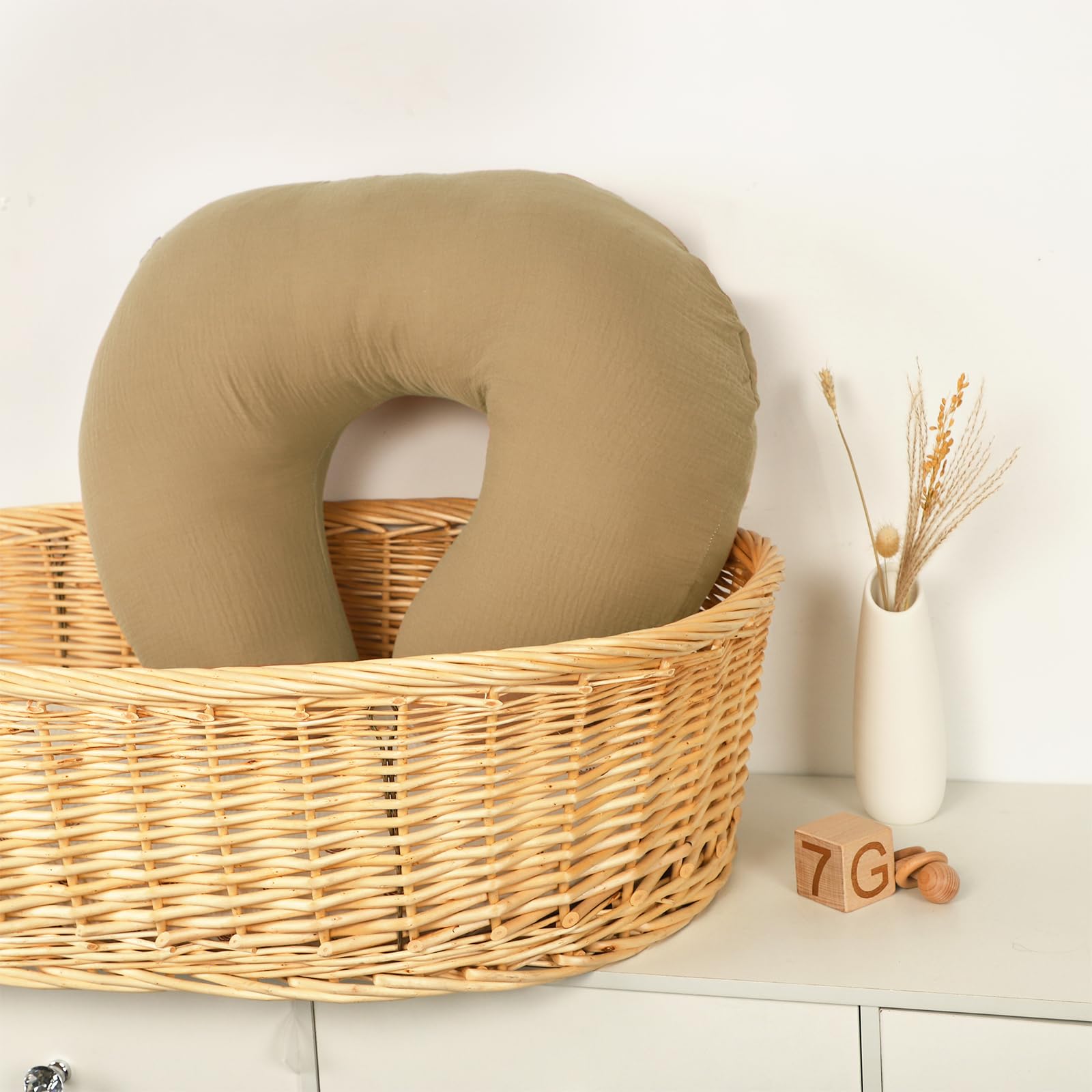Hooyax muslin nursing pillow cover snug-fit for standard pillows.