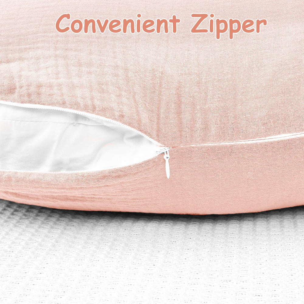 Hooyax muslin nursing pillow covers fabric detail with gentle weave for delicate baby skin.