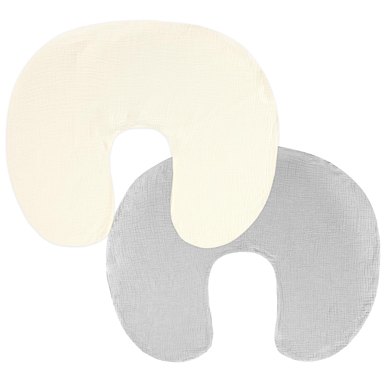 Hooyax muslin nursing pillow cover gray cream with ultra-soft texture for baby comfort
