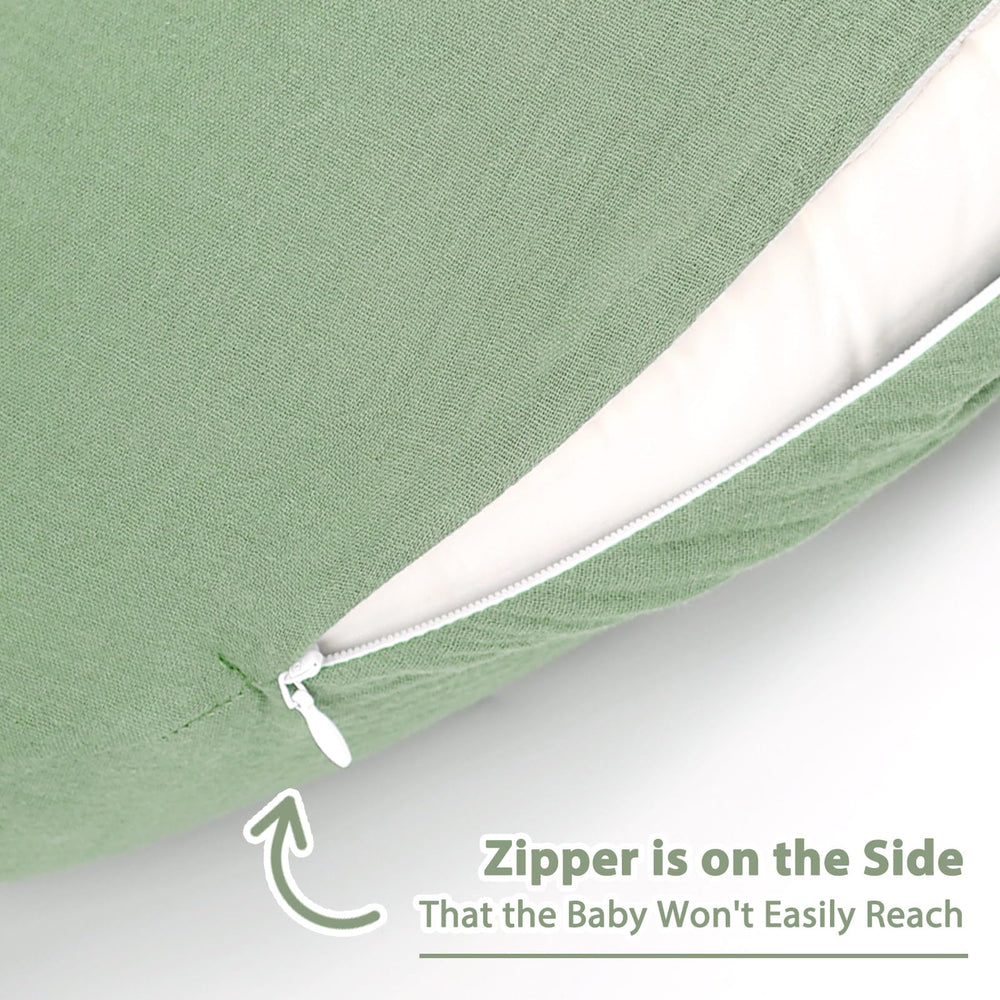 Hooyax muslin nursing pillow cover—easy-clean design for fast machine washing.