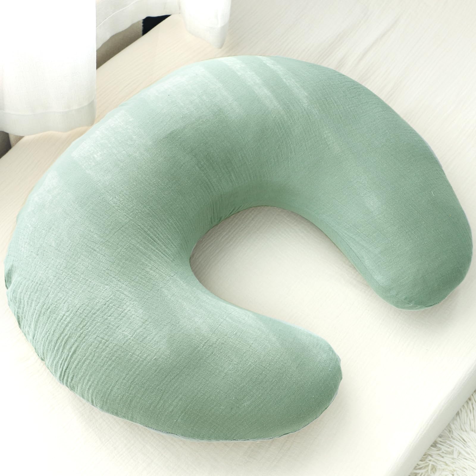 Hooyax muslin nursing pillow cover baby friendly, gentle on skin.