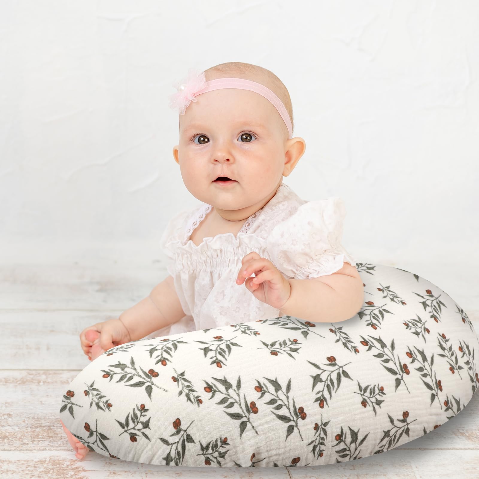 Hooyax muslin nursing pillow cover neutral nursery style for versatile use.