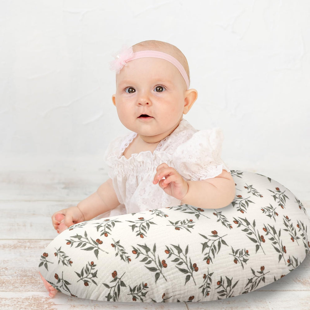 Hooyax muslin nursing pillow cover neutral nursery style for versatile use.