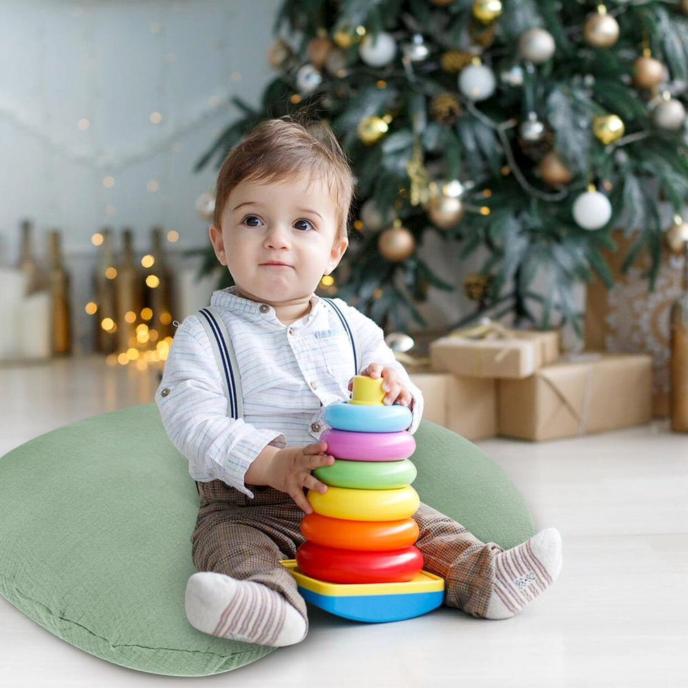 Hooyax muslin nursing pillow cover—soft fabric for baby's gentle comfort.