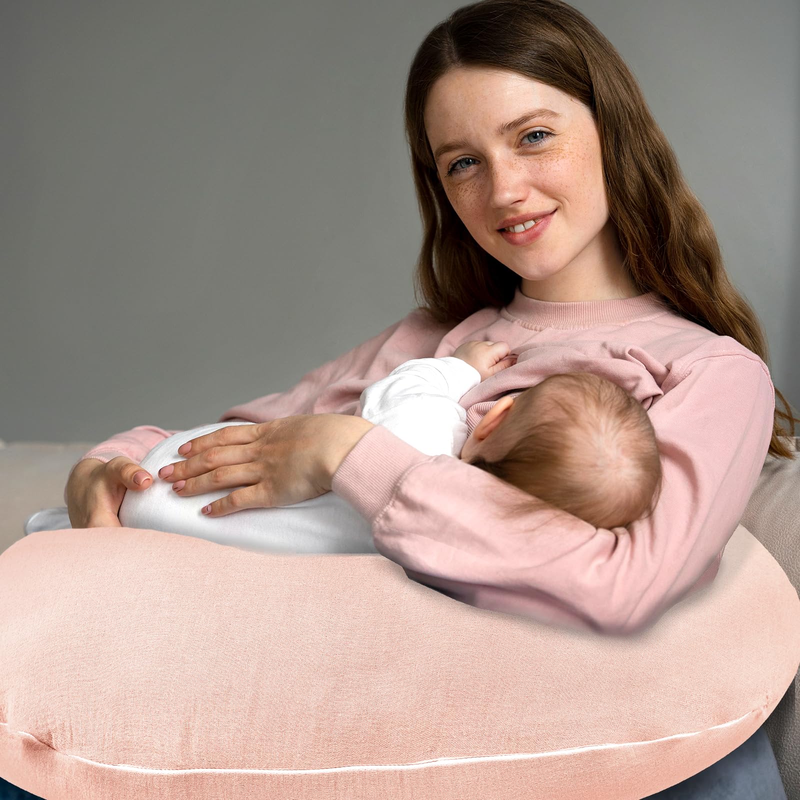 Hooyax muslin nursing pillow covers invisible zipper demonstration for easy on and off.
