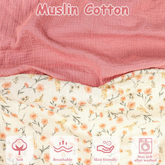 Hooyax muslin nursing pillow cover pink floral pack 2, easy care for busy parents