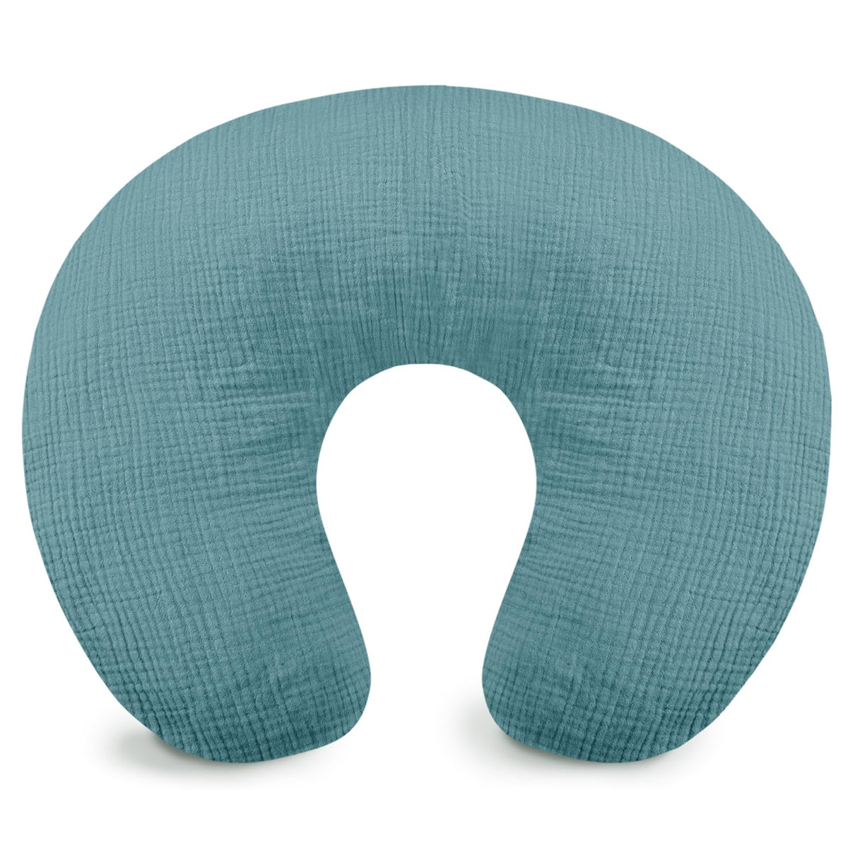 Hooyax muslin nursing pillow cover in soft blue for feeding comfort