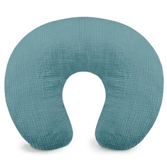 Hooyax muslin nursing pillow cover in soft blue for feeding comfort