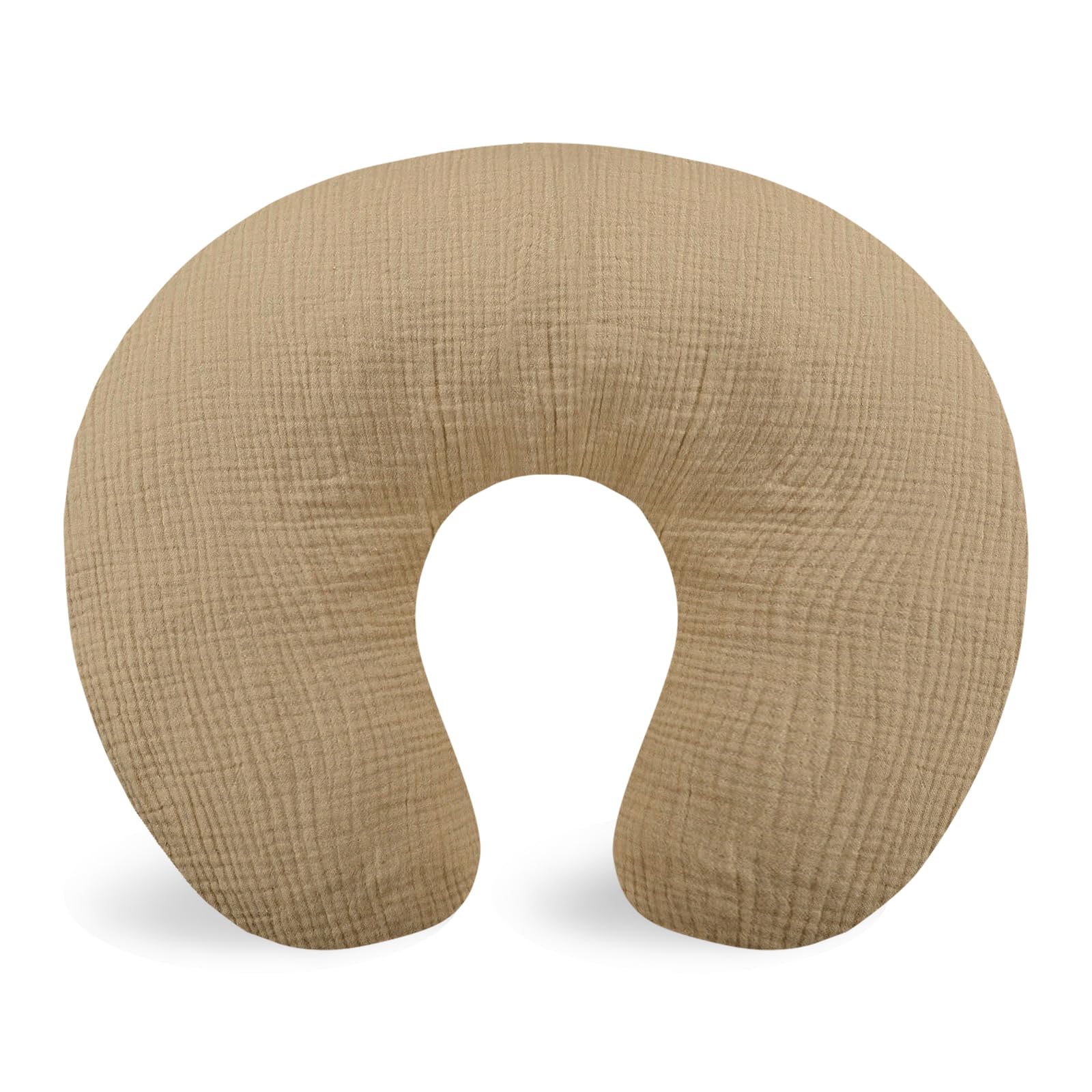 Hooyax muslin nursing pillow cover close-up shows soft, breathable fabric for baby's comfort.