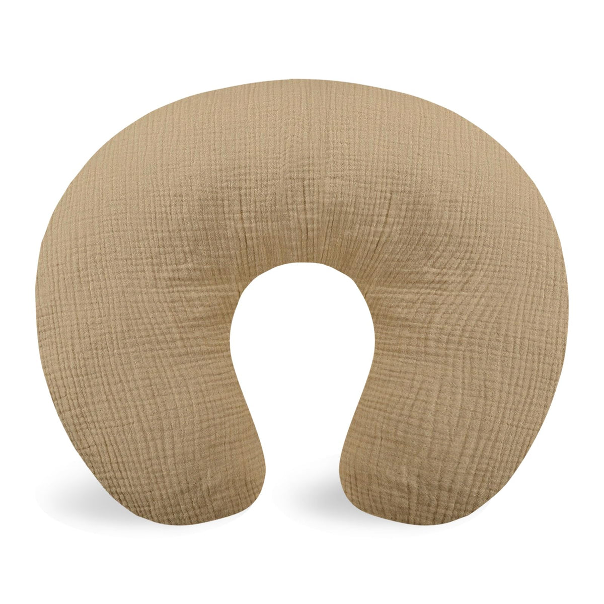 Hooyax muslin nursing pillow cover close-up shows soft, breathable fabric for baby's comfort.