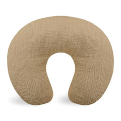 Hooyax muslin nursing pillow cover close-up shows soft, breathable fabric for baby's comfort.