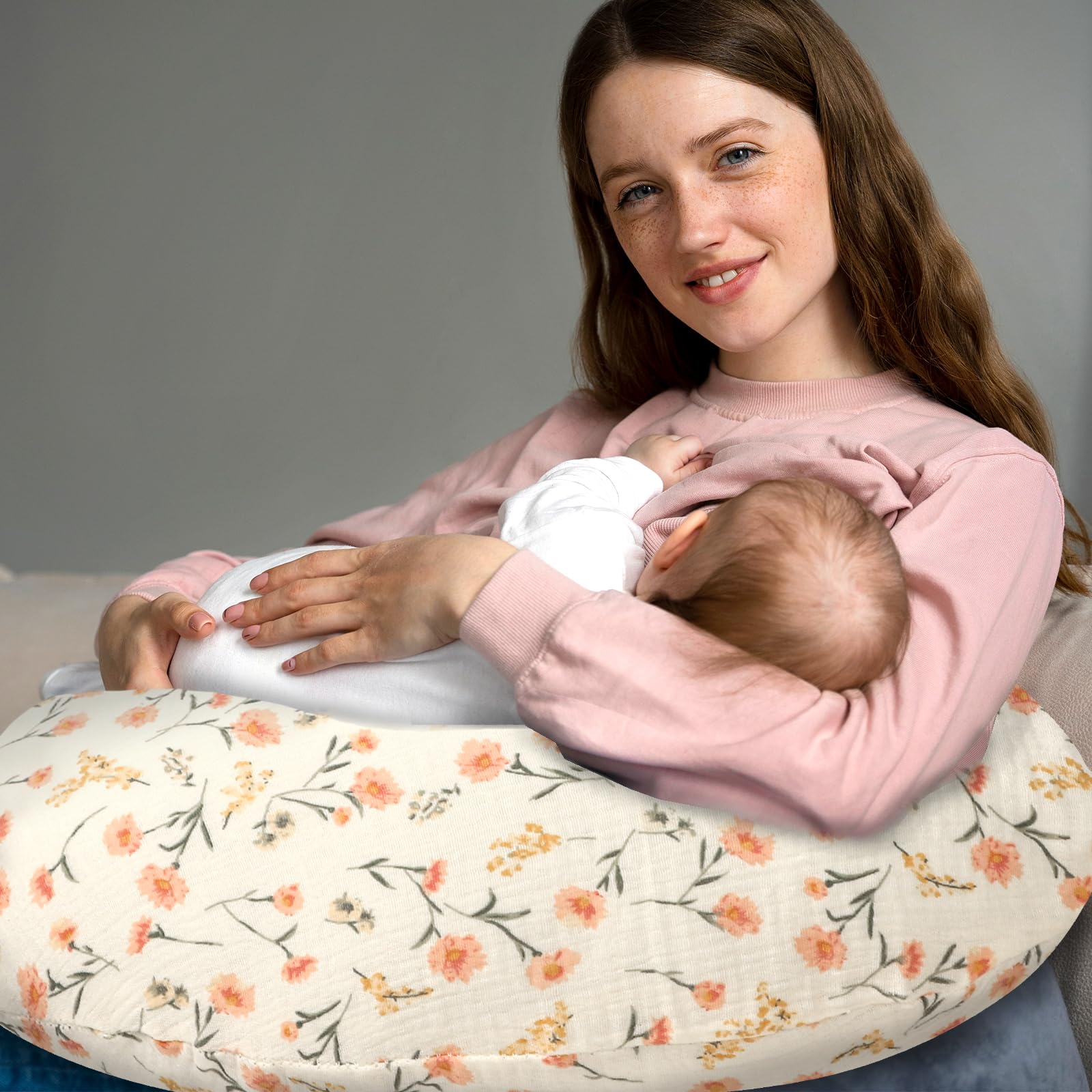 Hooyax muslin nursing pillow cover washable fabric stays buttery-soft after washing