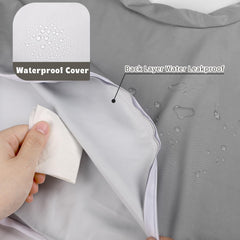 Hooyax grey waterproof pillow cover protects from dirt and is quick to wipe.