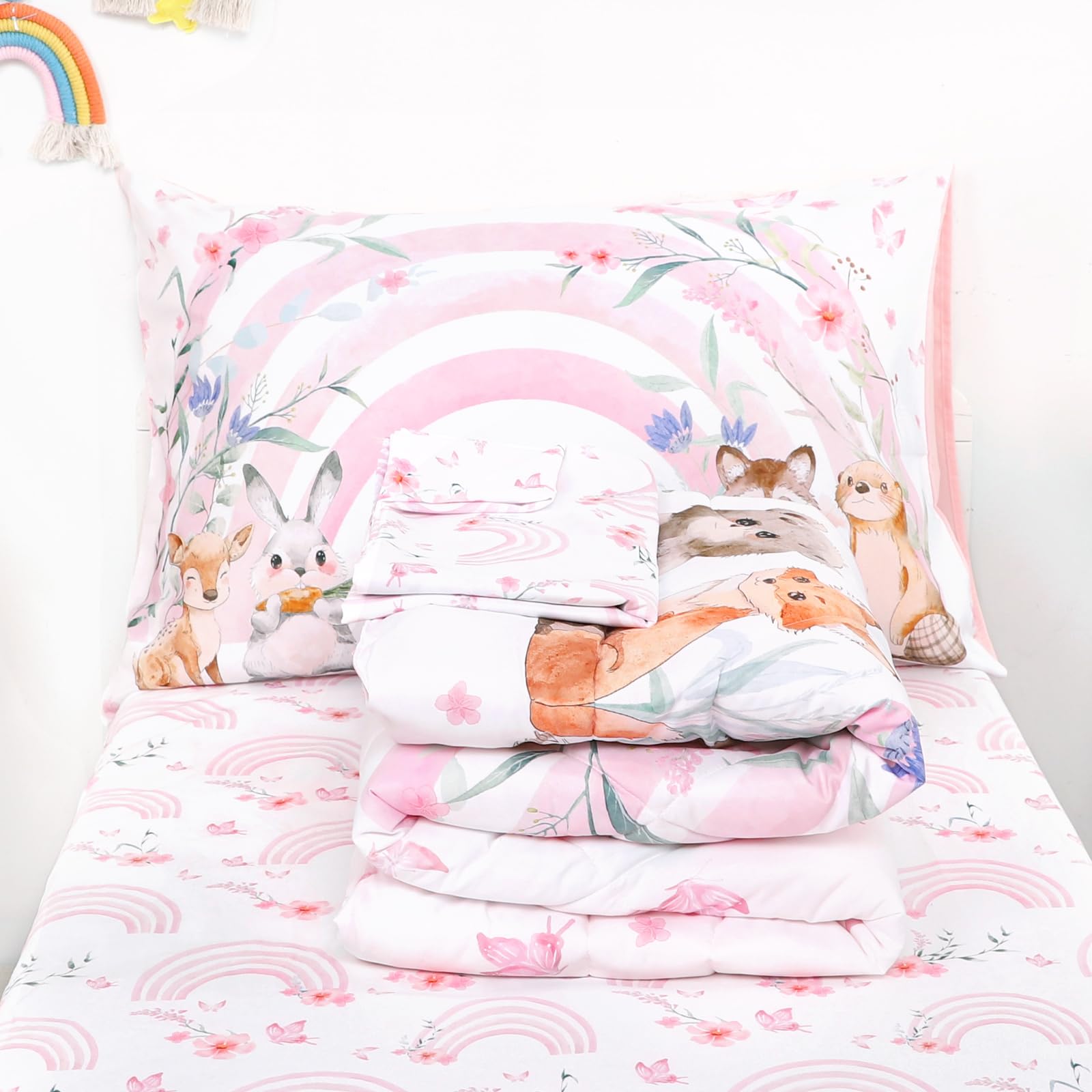Hooyax Toddler Bedding Rainbow Room Decor—bright pattern that inspires imaginative play