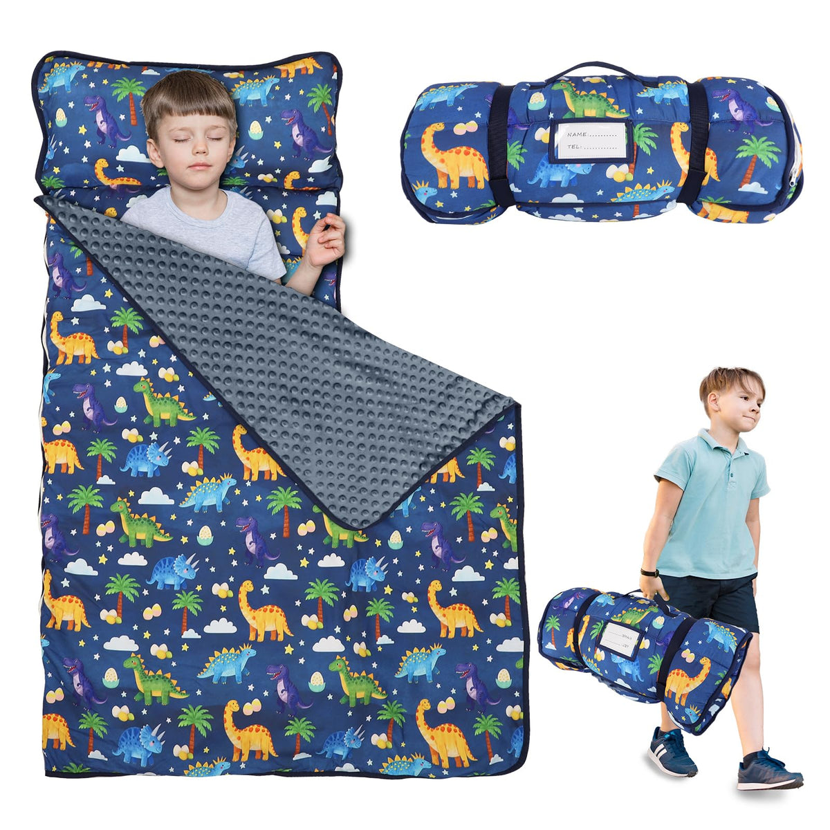 Hooyax dinosaur pattern nap mat invites cozy nap time for toddlers