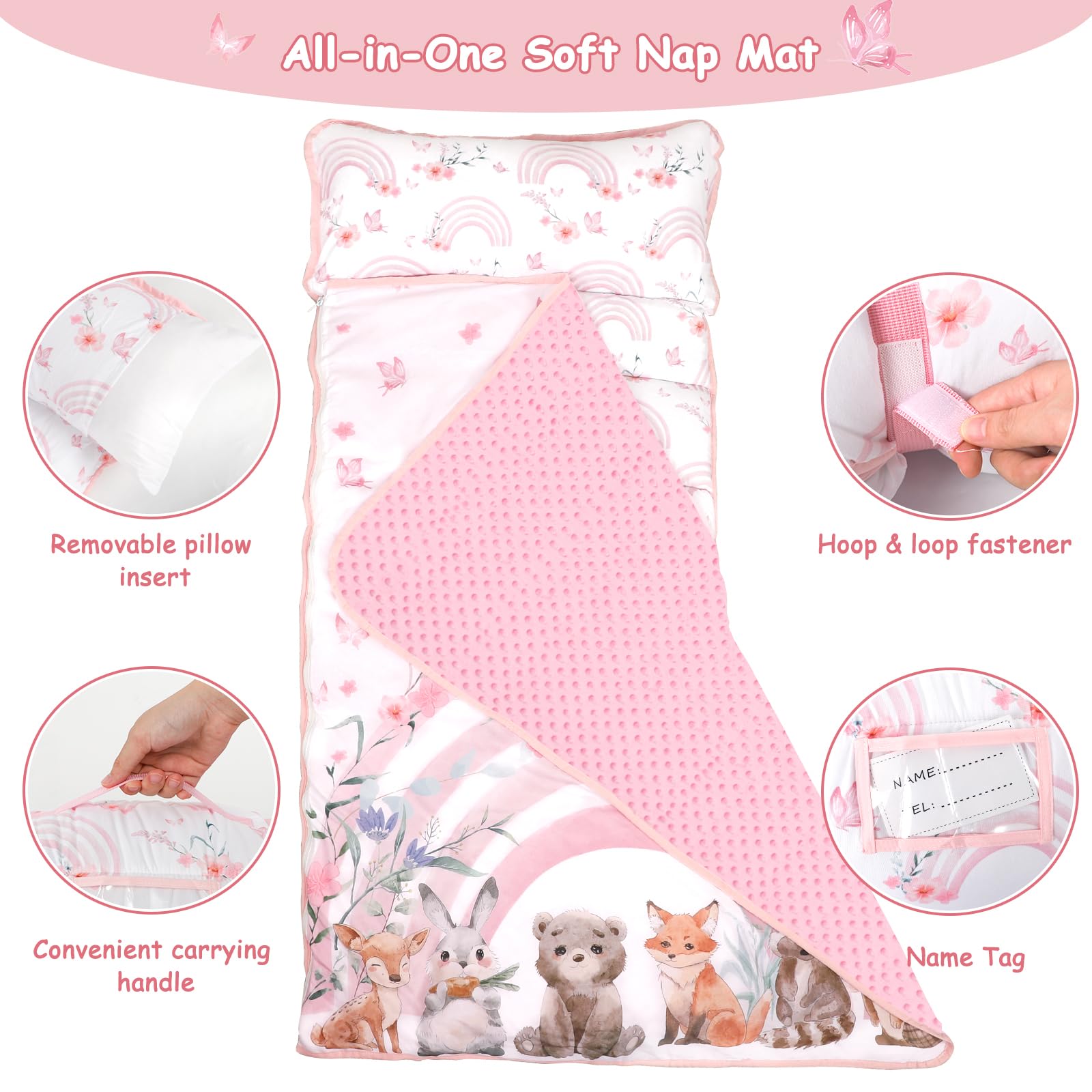 Soft cotton and Minky fabric on Hooyax nap mat for gentle touch