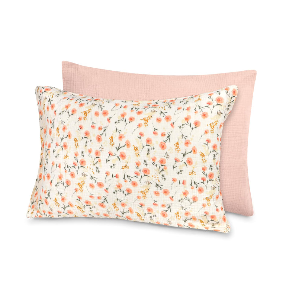 Hooyax toddler pillowcase in pink flower pattern for soft, breathable nights.