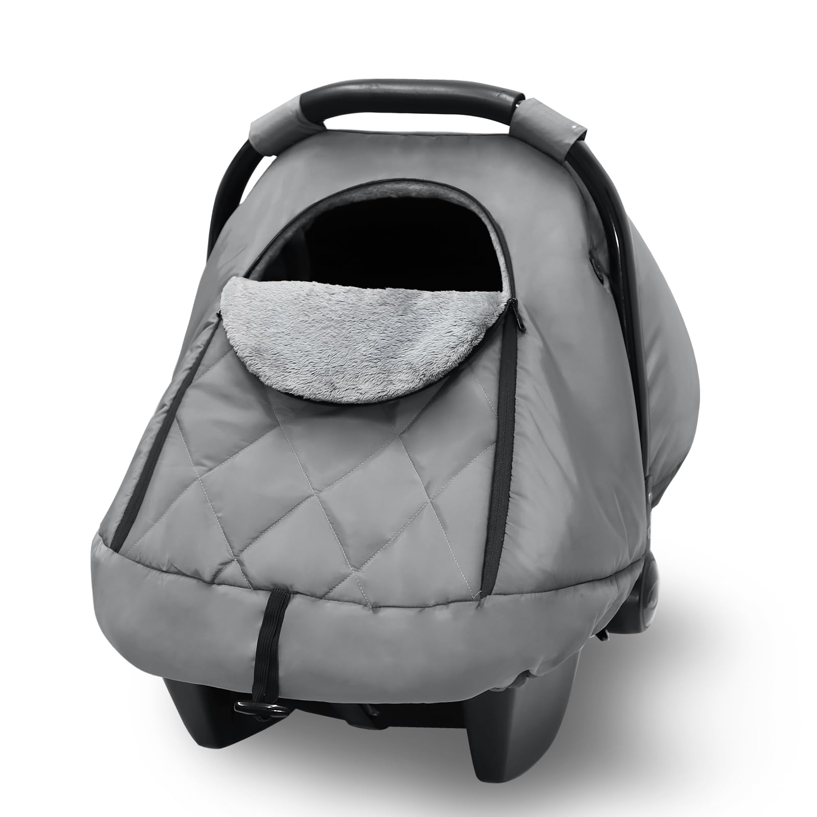 Hooyax winter car seat cover with thermal fleece keeps baby warm during cold car rides.