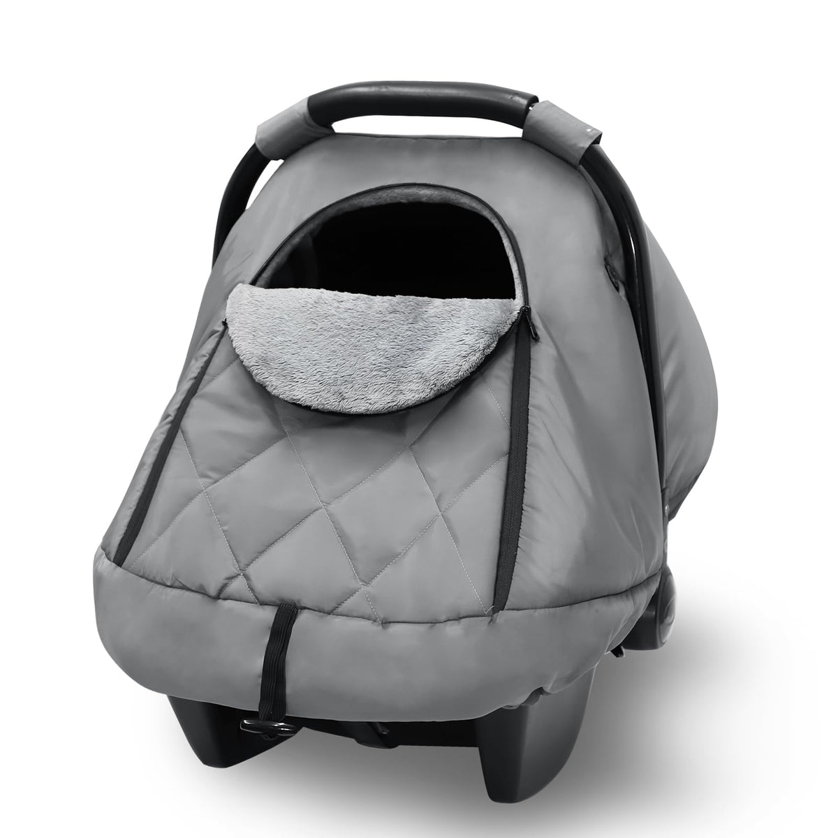 Hooyax winter car seat cover with thermal fleece keeps baby warm during cold car rides.