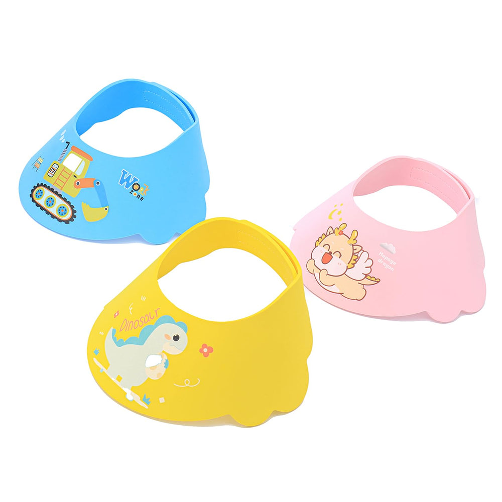 HOOYEE bath time shield keeps hair dry with cheerful blue excavator motif