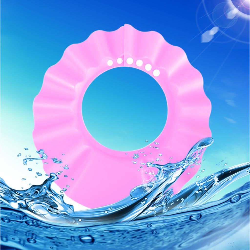 HOOYEE pink 4-button cap is easy to wear during bath time.