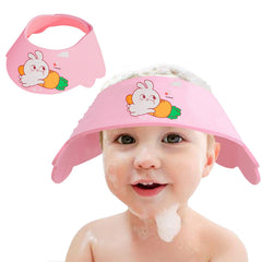 HOOYEE Baby Shower Cap Shield pink rabbit design deflects water from eyes during baths
