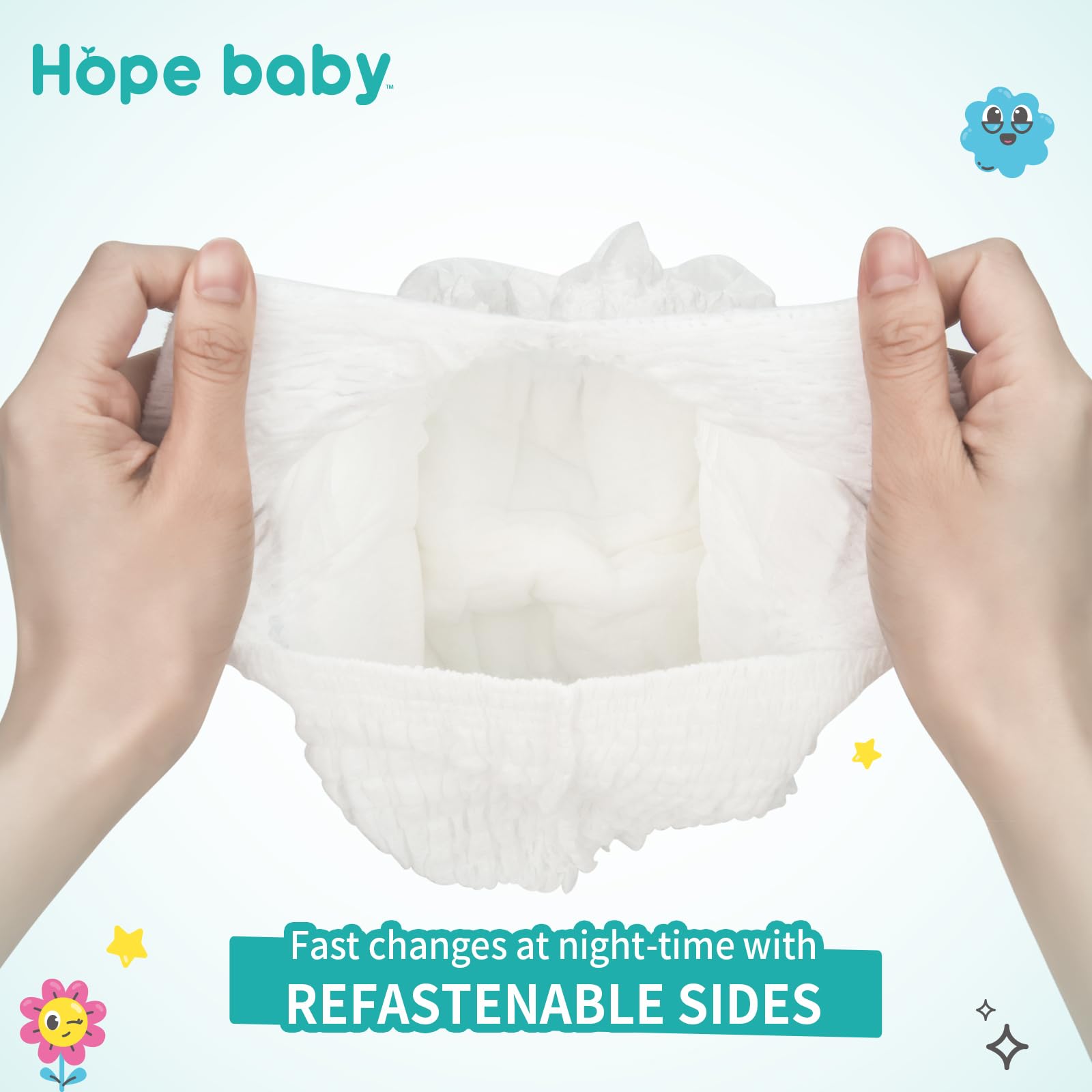 Hope Baby hypoallergenic materials keep skin calm and reduce irritation.